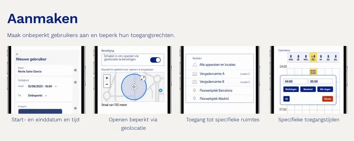 Voorbeelden van toegangsrechten op datum, locatie, ruimte en tijd