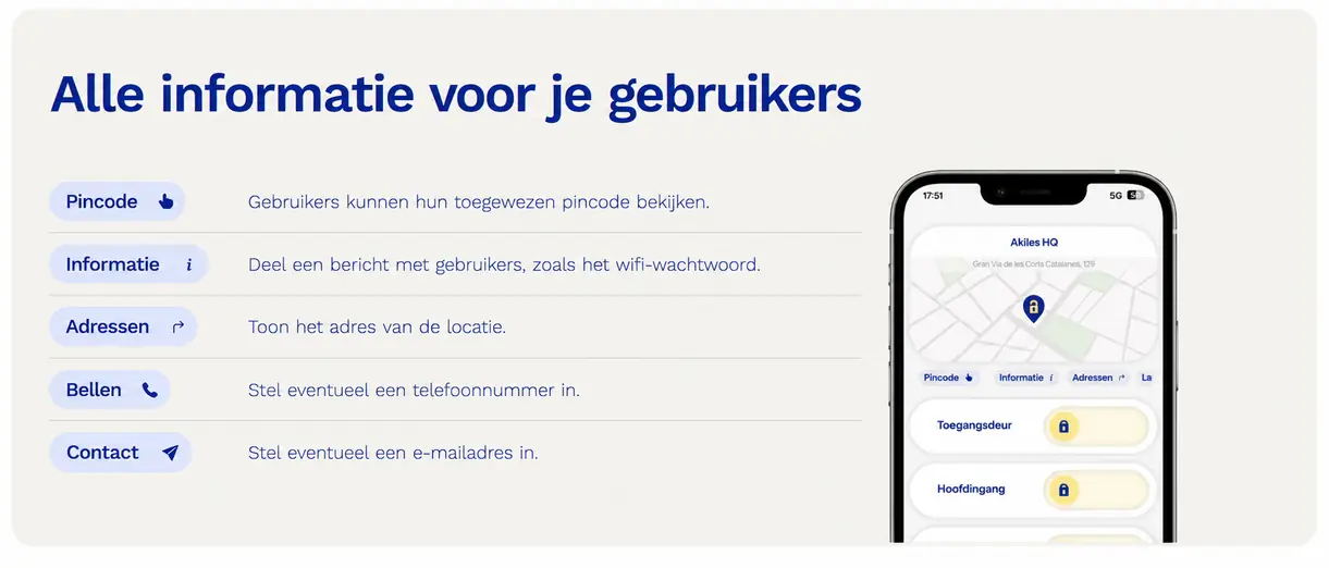 Gebruikersinformatie in de mobiele Akiles-omgeving